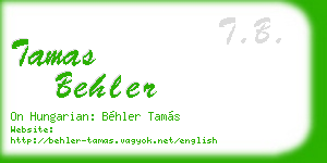 tamas behler business card